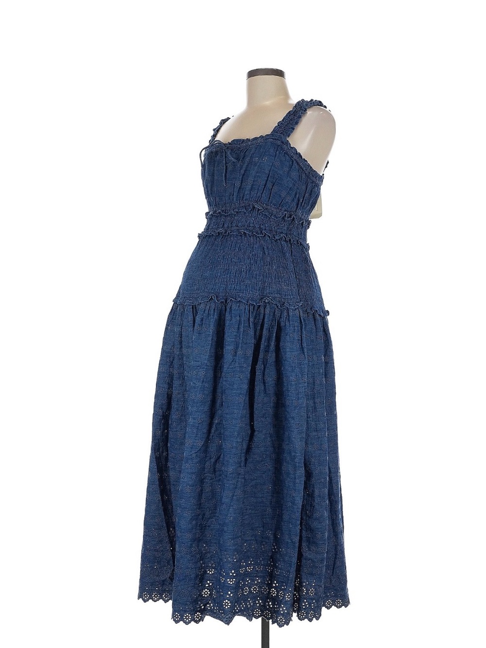 Gap x DOEN Denim Smocked Eyelet Maternity Dress